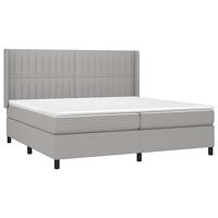 Boxspring met matras en LED stof lichtgrijs 200x200 cm - thumbnail