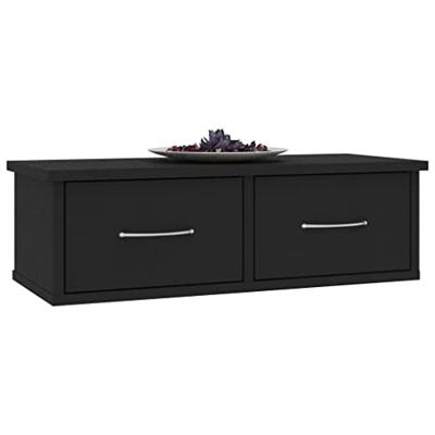 VidaXL Wandschap met lades 60x26x18,5 cm bewerkt hout zwart VidaXL Wandschap met lades 60x26x18,5 cm bewerkt hout zwart