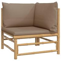 2-delige Loungeset met kussens bamboe taupe - thumbnail
