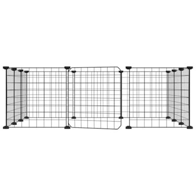 VidaXL Huisdierkooi met 12 panelen en deur, zwart 35x35 cm staal - thumbnail