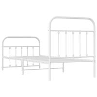 Bedframe met hoofd- en voeteneinde metaal wit 90x200 cm - thumbnail