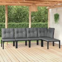 5-delige Loungeset poly rattan zwart en grijs - thumbnail