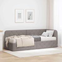 Hoekbedframe met matras met hoofdeinde Taupe 80 x 200 cm Stof - thumbnail