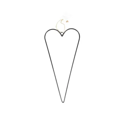 Stern Fabrik decoratie hart metaal zwart 30 cm | 24 stuks