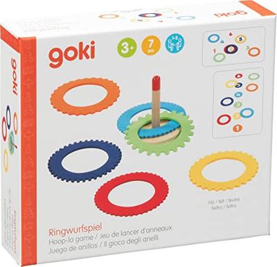 Goki houten ringwerpspel met 6 vilt ringen - thumbnail