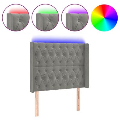 Hoofdbord LED 103x16x78/88 cm fluweel lichtgrijs