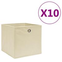 VidaXL Opbergboxen 10 st 28x28x28 cm nonwoven stof crèmekleurig - thumbnail