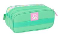 Pennenetui met 3 vakken Benetton Mint Groen 21,5 x 10 x 8 cm - thumbnail