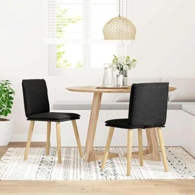 Eetkamerstoelen 2 st stof zwart Eetkamerstoelen 2 st stof zwart