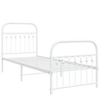 Bedframe met hoofd- en voeteneinde metaal wit 75x190 cm - thumbnail