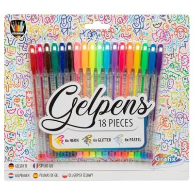 Grafix Gelpennenset neon glitter pastel, 18dlg.