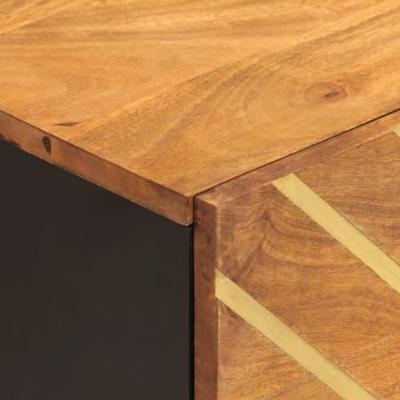 Nachtkastje massief mangohout bruin en zwart Nachtkastje massief mangohout bruin en zwart