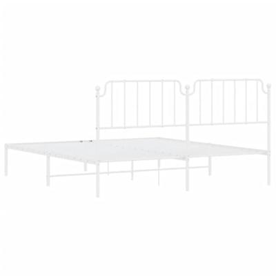 Bedframe met hoofdbord metaal wit 160x200 cm