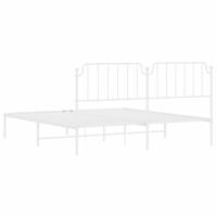 Bedframe met hoofdbord metaal wit 160x200 cm - thumbnail