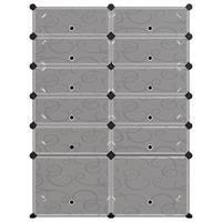 VidaXL Schoenenrek 94x37x125 cm polypropeen zwart - thumbnail