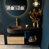 MONDIAZ RIVA 120cm badmeubel onderkast / planchet kleur Washed_Oak met 1 lade. Wastafel DULCET links 1 kraangat kleur Urban. - thumbnail