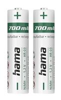 Hama nimh-accu's aaa micro 700 mah 1,2v 2 stuks - thumbnail