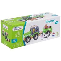 New Classic Toys houten tractor met aanhanger + dieren - thumbnail