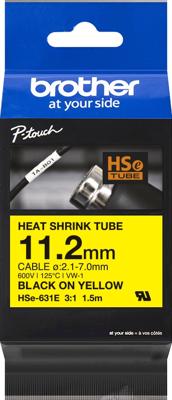 Brother HSE631E Labeltape krimpkous Tapekleur: Geel Tekstkleur: Zwart 11.2 mm 1.5 m