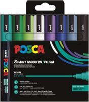 Uni POSCA paintmarker PC-5M, 1,8 - 2,5 mm, etui van 8 stuks in koude kleuren - thumbnail