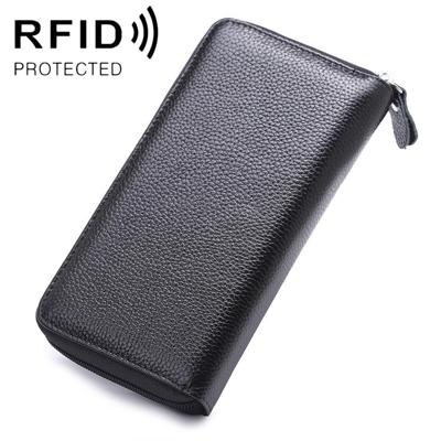 902 Antimagnetic RFID Litchi Texture Women Large Capacity Hand Wallet Purse Phone Bag with Card Slots(Black)