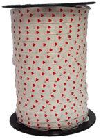 Krullint hartjes 5mm x 450 meter wit/rood - thumbnail