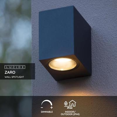 Lucide ZARO - Wandspot / Wandlamp Binnen/Buiten - 1xGU10 - IP44 - Zwart