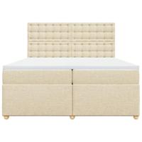 Boxspring met matras stof crèmekleurig 200x200 cm - thumbnail