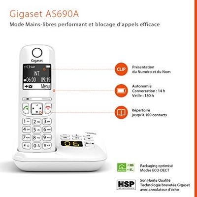 Gigaset witte trio dect draadloze telefoon met antwoordapparaat gigaas690atrioblanc