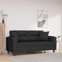 Tweezitsbank met kussens 140 cm microvezelstof zwart - thumbnail