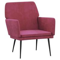 Fauteuil 62x79x79 cm fluweel wijnrood - thumbnail