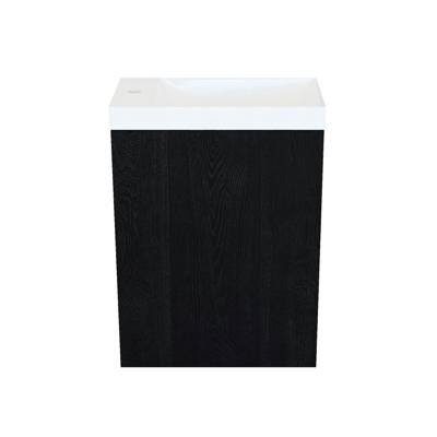 Fonteinkast Black Oak Arcqua Luna 40x55x28 cm Incl. Fontein Glans Wit Met Overloop Arcqua