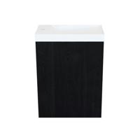 Fonteinkast Black Oak Arcqua Luna 40x55x28 cm Incl. Fontein Glans Wit Met Overloop Arcqua - thumbnail