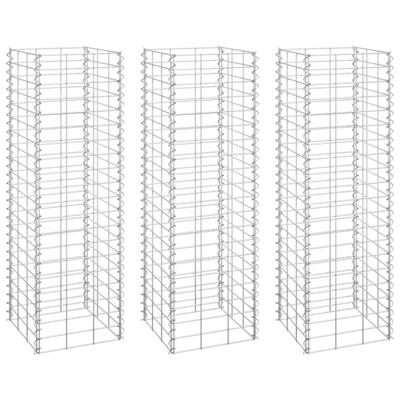 VidaXL Schanskorf plantenbakken 3 st verhoogd 30x30x100 cm ijzer