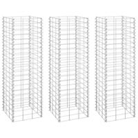 Schanskorf plantenbakken 3 st verhoogd 30x30x100 cm ijzer - thumbnail