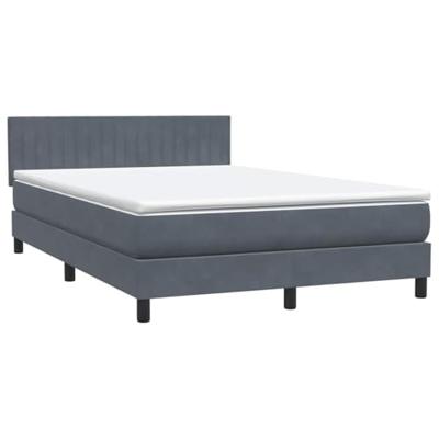 Boxspring met matras fluweel donkergrijs 140x210 cm