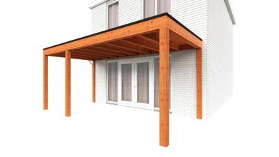 Trendhout Aanbouwveranda Modena 550x300 cm - model rechts- Plat dak- Hout- Trendhout