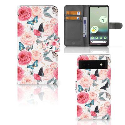 Google Pixel 6A Hoesje Butterfly Roses Google Pixel 6A Hoesje Butterfly Roses