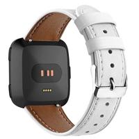 Fitbit Versa 1 / 2 & Lite leren bandje - Wit - thumbnail
