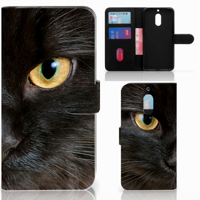 Nokia 6 Telefoonhoesje met Pasjes Zwarte Kat - thumbnail