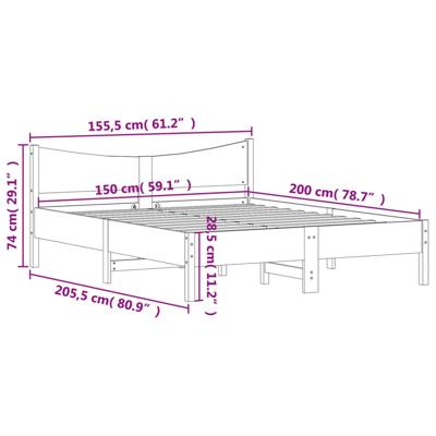 Bedframe zonder matras massief grenenhout 180x200 cm