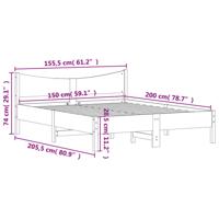 Bedframe zonder matras massief grenenhout 160x200 cm - thumbnail