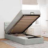 Ottoman bed met matras en LED's 90x190cm fluweel lichtgrijs - thumbnail