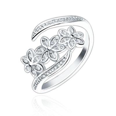 Mode elegante verstelbare bloemen met diamant wijsvinger ringen vrouwen sieraden