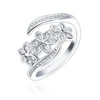 Mode elegante verstelbare bloemen met diamant wijsvinger ringen vrouwen sieraden - thumbnail