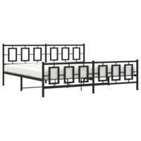 Bedframe met hoofd- en voeteneinde metaal zwart 193x203 cm - thumbnail
