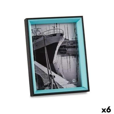 Fotolijsten Gift Decor Blauw Zwart Kristal Hout MDF (6 Stuks)
