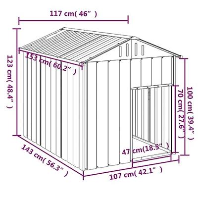 Hondenhok met dak 117x153x123 cm gegalvaniseerd staal antraciet - thumbnail