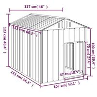 Hondenhok met dak 117x153x123 cm gegalvaniseerd staal antraciet - thumbnail