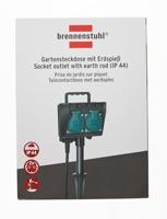 Brennenstuhl 1154430 Buitenstopcontact 2-voudig Zwart, Groen Met grondspies - thumbnail